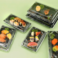 Emballage alimentaire personnalisé pour fête, restaurant, boîte en plastique rectangulaire jetable de qualité alimentaire pour sashimi de saumon, autres emballages