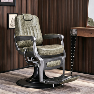 Fauteuil de Barbier Noir Moderne de Luxe pour Salon de Coiffure, Chaise de Barbier Ajustable et Rotative pour Hommes - Product Image 4