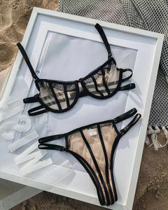 New Fashion Temptation <b>Transparent</b> Lace Lingeries Set Factory Sell <b>Half</b> <b>Cup</b> Ultra Thin <b>Bra</b> Brief Set - Product Image 6