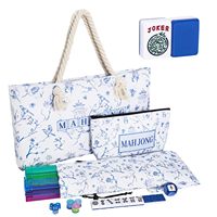 Jeu de tuiles de Mahjong américain, 166 tuiles bleues, sac portable, accessoires de Mahjong, 4 supports/poussoirs tout-en-un, complètement compatible avec mes tuiles de Mahjong