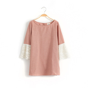 Nouveautés 2017 : Blouse pour fille à col rond avec manches à volants en dentelle - Product Image 4