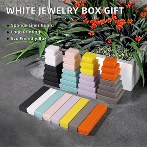 New Styles Cheaper <b>White</b> Grey Board Jewelry Packaging <b>Gift</b> <b>Box</b> UV Coated Embossing Sponge Liner Super Thin Recyclable Custom - Product Image 2