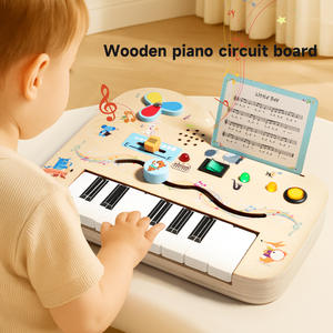 Juguetes Educativos Montessori, <span class=keywords><strong>Piano</strong></span>, Circuito, Tablero <span class=keywords><strong>de</strong></span> Actividades, Luz LED, Interruptor <span class=keywords><strong>de</strong></span> Simulación, Mejora la Coordinación Mano-Ojo para Niños - Product Image 3