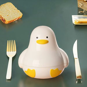 Porte-œufs mignon en forme de canard en PP + aluminium écologique, outil manuel pour retourner les œufs, bec et pieds blancs et jaunes, compatible micro-ondes et lave-vaisselle, ustensiles pour œufs - Product Image 3