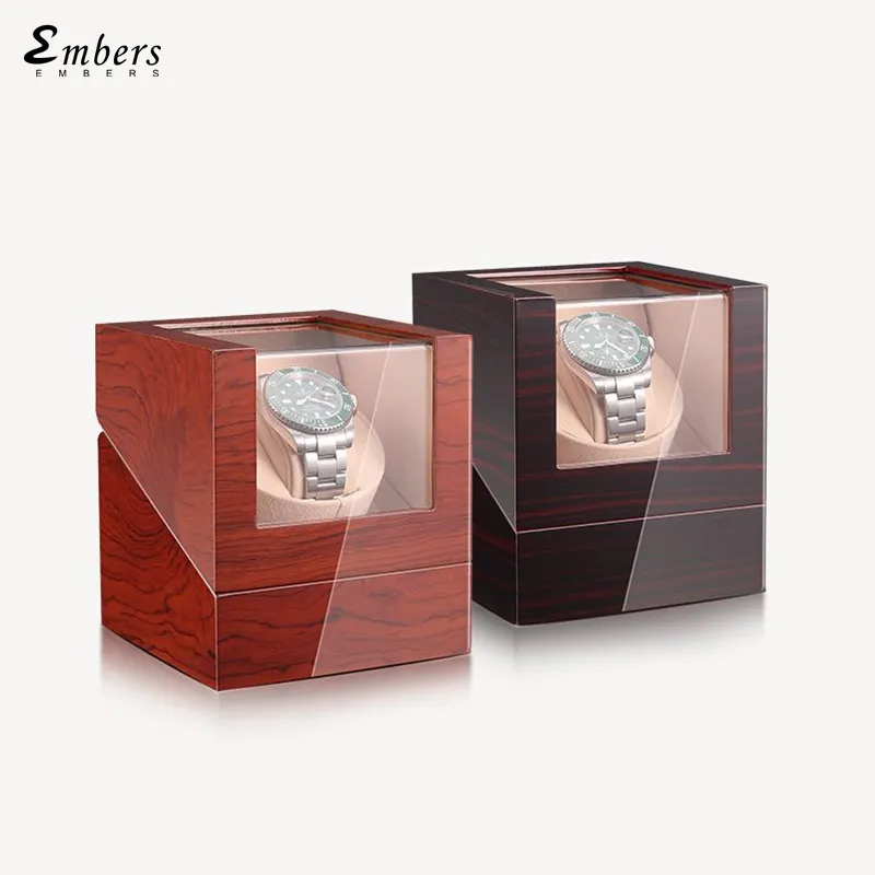 Embers – remontoir de montre simple, boîte de montre en bois, boîte de rangement automatique en verre, moteur Mabuchi