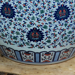Chinois ancienne porcelaine bleu et blanc motif de fleurs fait à la main article décoratif Style Vintage Pot de poisson <span class=keywords><strong>extérieur</strong></span> balcon arbre réservoir - Product Image 5