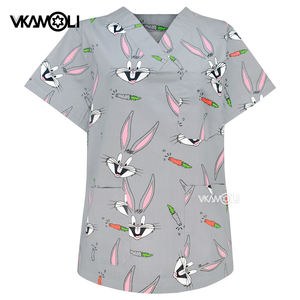 مجموعات قطنية مطبوعة من القطن عيادة طب الأسنان عيادة طب الأطفال الجراحية مجموعات فرك الحيوانات الأليفة ملابس عمل بدلة طبية - Product Image 2