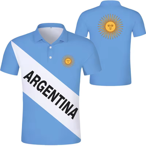 Polo de Verano para Hombre con Estampado de <span class=keywords><strong>Argentina</strong></span>, <span class=keywords><strong>Camiseta</strong></span> de Manga Corta con Solapa, Personalizada con Tu Logotipo y Nombre, Nueva Moda Casual de Negocios - Product Image 1
