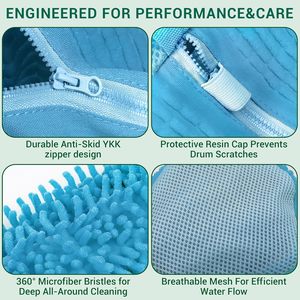 Sac de lavage pour chaussures en chenille réutilisable et durable avec fermeture éclair, gain de place, taille personnalisable, accessoire pour machine à laver les baskets - Product Image 1
