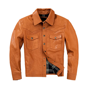 Custom Made Men's Leather Jacket <b>Canvas</b> <b>Plain</b> Dyed Casual Fit High Quality Hot Selling Product - Product Image 3