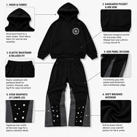 Survêtements en molleton 100% coton avec logo personnalisé du fabricant, pantalon évasé vintage épais, service OEM, survêtement sportif pour homme