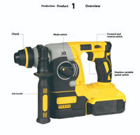 Marteau perforateur rotatif électrique sans fil BEMAX BM-111 21V - Perforateur à percussion industriel pour bricolage, batterie rechargeable, perçage du béton GS