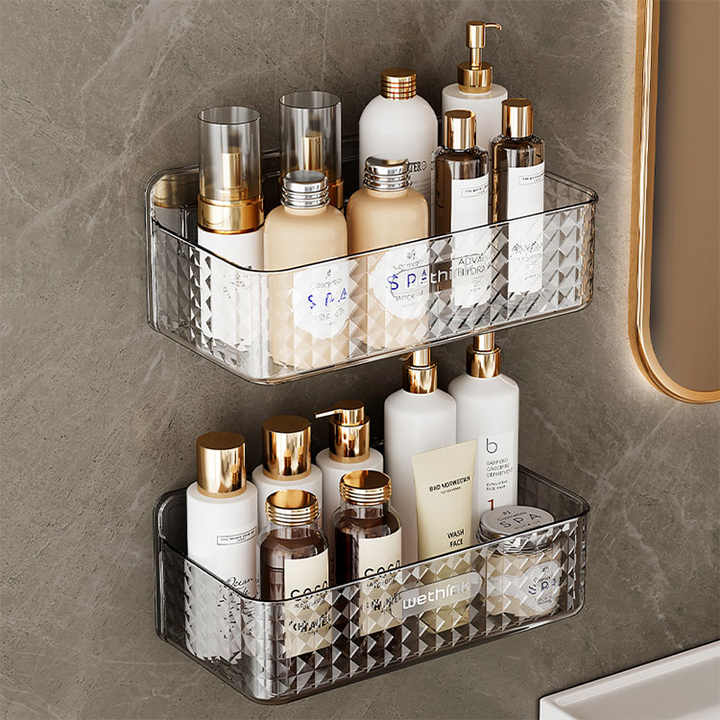 Plastic Transparent Bathroom Accessories Organizer Shelves