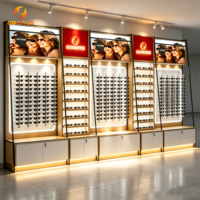 Unidad de Exhibición Modular para Gafas, Exhibidor de Pared Personalizado para Lentes de Sol con Barras Colgantes y Armarios con Cerradura