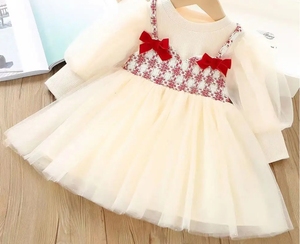 Vestito da bambina abbigliamento autunno bambino bambino <span class=keywords><strong>Costume</strong></span> intero tulle Plaid arco - Product Image 2