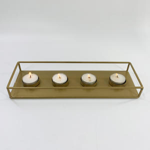 <span class=keywords><strong>Portacandele</strong></span> Dorato Opaco a 4 Scomparti per Centrotavola di Matrimoni e Ricevimenti - Product Image 2