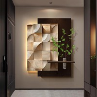 Peinture décorative pour porche, art abstrait haut de gamme, pour entrée, couloir, hall, avec film cristallin suspendu, bois et plantes hydroponiques vertes