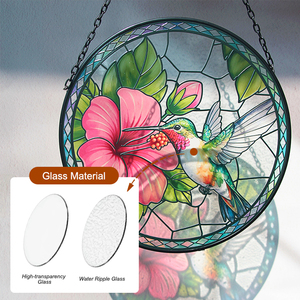 Atrapasueños de cristal templado personalizado con diseño de colibrí y flor rosa, decoración de ventana, un regalo para amantes de la jardinería - Product Image 5
