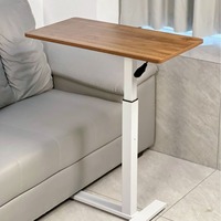 Table de chevet design nordique, bureau d'ordinateur en bois réglable en hauteur et mobile, table d'appoint de salon avec roulettes empilables