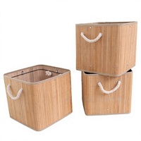 Panier de rangement moderne pliable en bambou tressé, grand panier à linge avec poignées en corde pour le rangement des jouets et des vêtements
