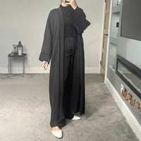 Maßgeschneidertes Muslimisches Damenkleid Offene Strickjacke Abaya mit Lockerem Schnitt Langes Gewand mit Seitentaschen & Gefalteten Manschetten Islamisch