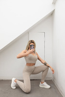 Vêtements de sport de yoga sans couture avec logo personnalisé pour femmes taille XL ensemble de fitness de gymnastique 4 pièces haut court leggings ensembles de vêtements de sport de style soutien-gorge