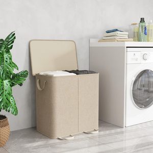 Cesto per Bucato Doppio con 2 Sacchi Rimovibili, Contenitore per Biancheria a 2 Scomparti con Manici per Bagno e Camera da Letto - Product Image 6