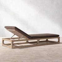 Chaise longue en teck minimaliste moderne - Chaise longue de piscine en bois massif pour l'extérieur, résistante aux intempéries et à la décomposition, idéale pour la piscine