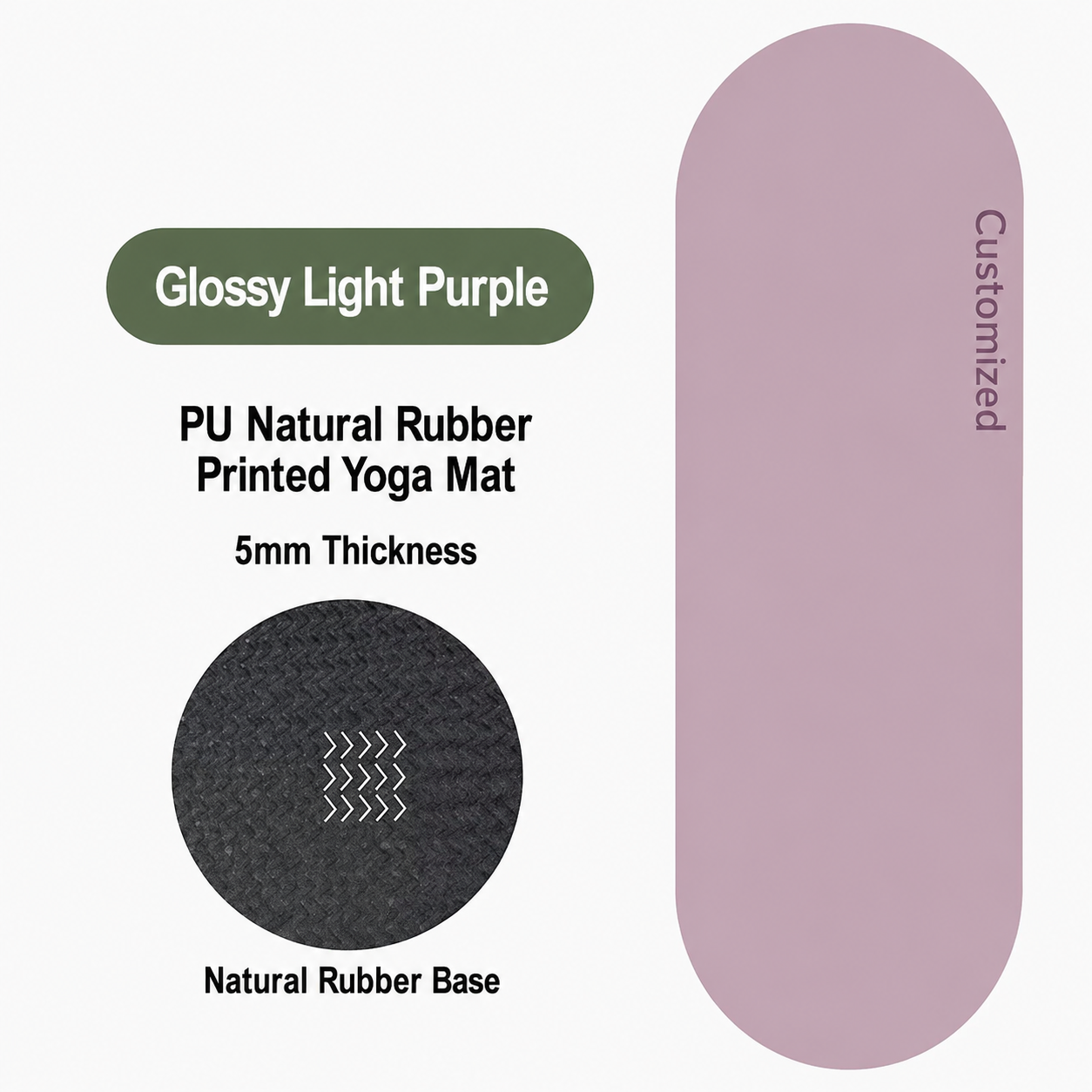 Surface lisse en PU violet clair, antidérapante double face