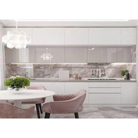 Balancier de cuisine en bois modulaire, meubles de cuisine, blanc, brillant, gros, avec charnière bluetooth, vente en gros