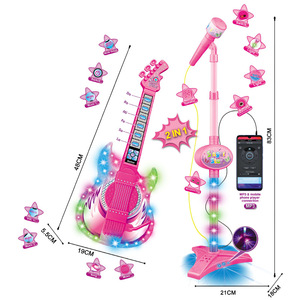MILI Juego de Guitarra Musical 2 en 1 con Micrófono, Conexión a MP3, Juguete Educativo de Karaoke, Guitarra Electrónica para Niños - Product Image 1