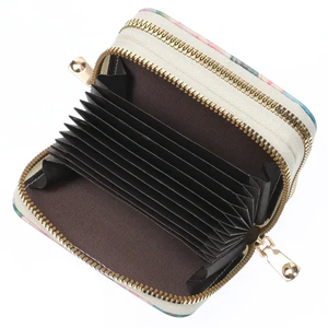 Cartera de Mujer, Portátil, Corta, con Doble Cremallera, Diseño Floral, para Guardar Tarjetas, de Cuero Sintético, para Uso Diario - Product Image 6