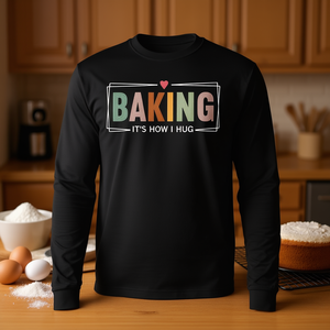 T-shirt a maniche lunghe con stampa Baking Its How I Hug, unisex, taglia media per adulti - Product Image 3
