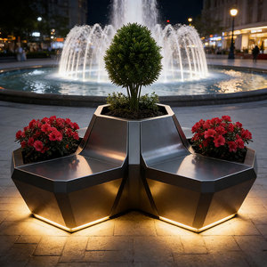 B59 Fauteuil pot de fleurs polygonal, mobilier irrégulier pour parcs, places publiques et espaces communautaires, aménagement paysager de jardin, grand bac à fleurs, bassin pour arbres, avec vase - Product Image 3