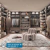 Dressing moderne sur mesure en chêne massif avec îlot, armoire convertible pour chambre à coucher, idéal pour hôtel et salon
