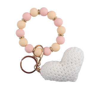 WOWEI Новый мультяшный силиконовый браслет для браслета вязаный крючком сердце брелок креативный Сделай Сам 3D вышивка брелок для ключей на запястье - Product Image 5