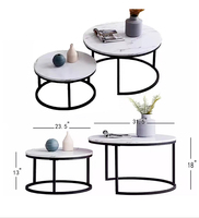 Ensemble de tables basses gigognes élégantes en faux marbre avec structure en acier noir, pliables et empilables, table d'appoint moderne pour salon