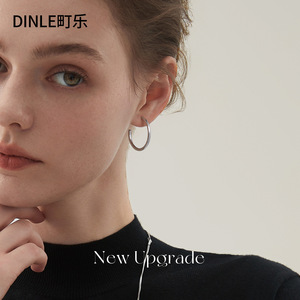 DINLE <b>Hoop</b> Earrings 18K Gold Plated Copper Minimalist Design Large Exaggerated Round Shape Fashion Jewelry - Product Image 2
