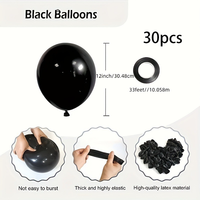 Ballons noirs de 12 pouces, 30 paquets de ballons de fête en latex noir adaptés à l'hélium, parfaits pour les anniversaires, les remises de diplômes, Halloween
