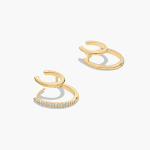 Luxury 925 Sterling <b>Silver</b> Gold Plated Moissanite Hoop <b>Earrings</b> Timeless Sparkling Fine Jewelry for Daily Wear Women - Product Image 1