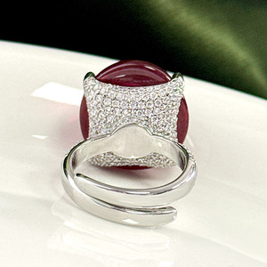 Anillo de Alta Gama Ecológico de Cobre Chapado en Oro de 18K con Circonita Verde Ovalada de 18*25mm, Piedra Grande Geométrica Náutica Certificada Toderi - Product Image 6