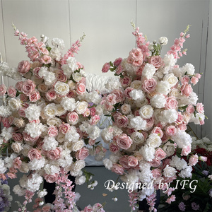 IFG Élégant Artisanat Rose Rose Fleurs et Verdure Arc Floral pour Décor de Scène de Fête de Mariage - Product Image 5
