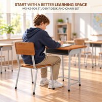 Ensemble de bureau et chaise d'école, mobilier de classe pour étudiants, en contreplaqué et acier avec tiroir, table d'étude