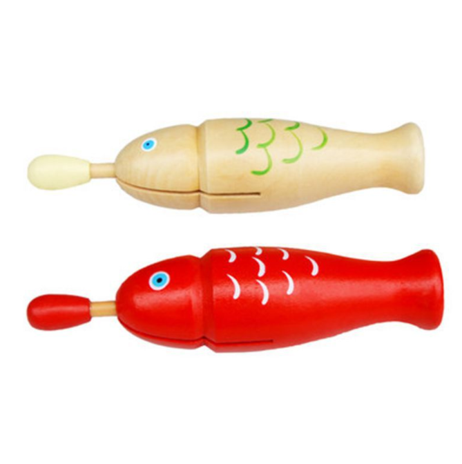 Деревянный звуковой блок в форме рыбы Guiro, детский инструмент для раннего обучения, деревянный перкуссионный инструмент