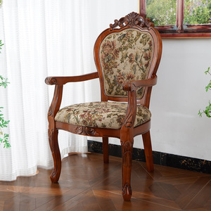 Silla de Comedor de Madera Maciza de Estilo Europeo Moderno JINS, Silla de Estudio Neoclásica para el Hogar con Tela para Restaurantes y Mesas - Product Image 4