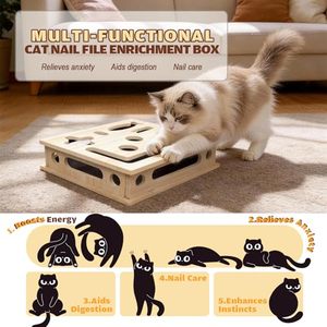 New Wooden <strong>Cat</strong> <strong>Scratch</strong> Puzzle <strong>Box</strong> <strong>Cat</strong> <strong>Scratch</strong> Puzzle Enrichment <strong>Box</strong> Wooden <strong>Cat</strong> Nail File <strong>Box</strong> with Sandpaper - Product Image 3