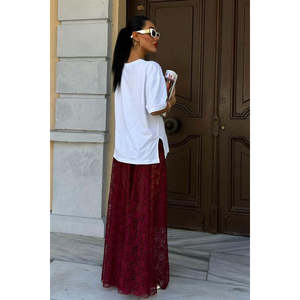 Jupe longue élégante en dentelle pour femme 4047, taille naturelle, en mousseline de soie fluide et douce, idéale pour le quotidien - Product Image 4