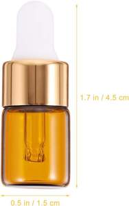 Small Amber Glass Round <b>Bottles</b> 1- 5ml with <b>Dropper</b> for Essential Oils Travel Lotions Perfumes Portable Storage Made in China - Product Image 2