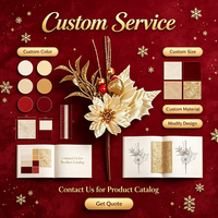 Décorations de Noël : Brindilles artificielles de poinsettia doré et baies pour couronnes de Noël, vitrines et décoration intérieure