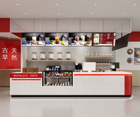 Comptoir de bar pour pâtisserie, comptoir de bar à bubble tea, design pour espaces commerciaux, mobilier de café personnalisable, éclairage LED